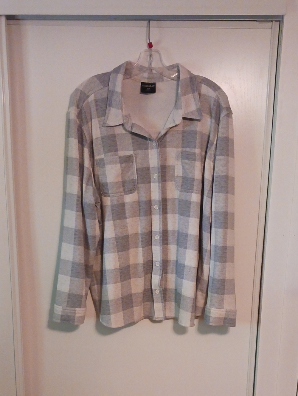 32 Degrees Gray and Cream Plaid Button-Down Shirt 2XL